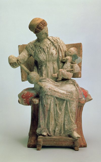 Aphrodité figurája, aki Erosszal játszik, Tanagrából, Kr.e. 4. század vége (terrakotta) alkotó: Greek School