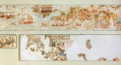 Tengerészeti expedíciók, Akrotiri freskó, Thera (ma Santorini), Görögország, Minószi civilizáció alkotó: Greek School