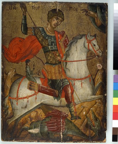 A Sárkányt megölő Szent György, ikon, Krétai-Velencei Iskola, alkotó: Greek School