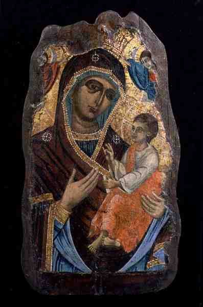 Hodegetria Istenanya, töredék (tempera a panelen) alkotó: Greek School