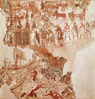 A líbiaiak halála, Akrotiri freskó, Thera (ma Santorini) (Görögország), minószi civilizáció alkotó: Greek School