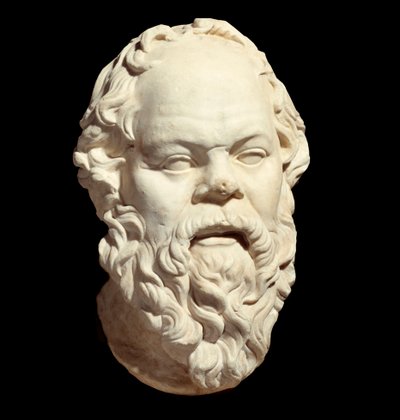 Szókratész (Kr. e. 470-399) görög filozófus márvány mellszobra Lysippe (Kr. e. 330 körül) eredetije után, amely Athénész Pompeionját díszíti. V 0,33 m. Párizs, Louvre Múzeum alkotó: Greek or Roman