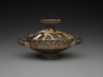 Apulian Lekanis: Egy nő feje és szárnyas dzsinn (terrakotta) alkotó: Greek School