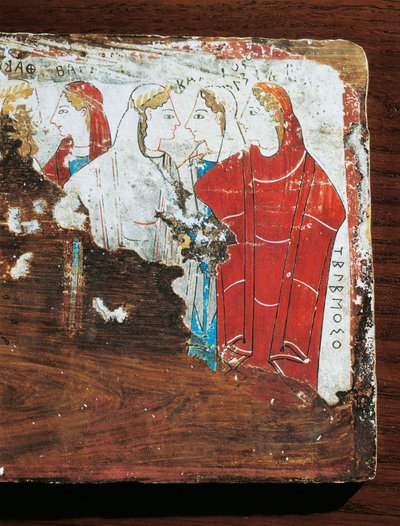 Görög civilizáció, fogadalmi tábla, amely nők csoportját ábrázolja, Korinthusból alkotó: Greek School