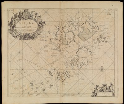 A Scilly-szigetek térképe, 1693 körül (nyomtatás) alkotó: Greenvile Collins
