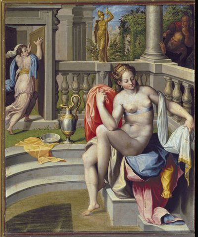 Suzanne a fürdőben - Olaj, fa alkotó: Gregorio Pagani