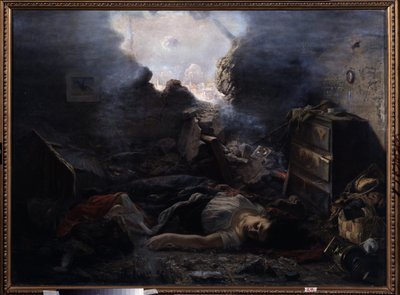 Szevasztopol ostroma (Ukrajna) (The Siege of Sevastopol). A krími háború (1853-1856) atrocitásainak leírása Szebasztopol 1854-es ostromának epizódjában. Egy nő és babája holttestei hevernek a házuk padlóján, beszakadt falú alkotó: Grigori Grigoryevich Myasoedov