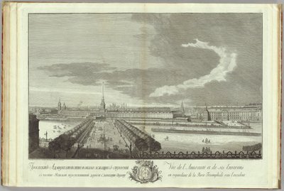 Nyevszkij sugárút az Admiralitás látképével Könyv Szentpétervár alapításának 50. évfordulójára, 1753 alkotó: Grigory Anikeevich Kachalov