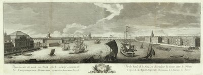Kilátás a Néva folyásirányban a Téli Palota és a Tudományos Akadémia között Könyv Szentpétervár 50. évfordulójára, 1753 alkotó: Grigory Anikeevich Kachalov