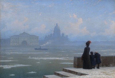 Jégsodródás a Néva folyón Szentpéterváron, 1890-es évek alkotó: Grigory Odisseyevich Kalmykov