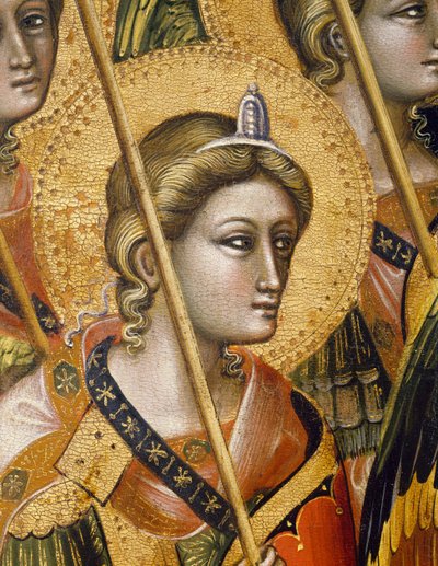 Angyali hierarchiák, Guariento di Arpo (aktív 1338-ban, meghalt 1367-ben vagy 1370-ben), tempera a panelen. Részletek. alkotó: Guariento di Arpo