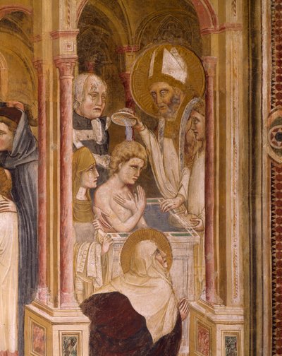 Szent Ágoston megkeresztelkedése, Guariento freskója alkotó: Guariento di Arpo