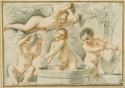 A borkészítés allegóriája (vörös és fekete kréta tintával a papíron) alkotó: Guercino