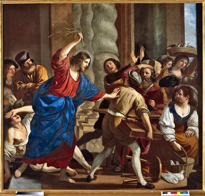 Krisztus elűzi a pénzkölcsönzőket a templomból Giovanni Francesco Barbieri dit Il Guercino (A Guerchin) festménye (1591-1666) alkotó: Guercino