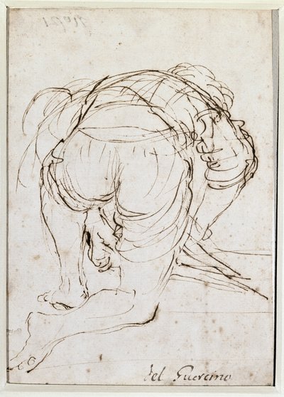 Férfi térdelő - ceruzarajz alkotó: Guercino