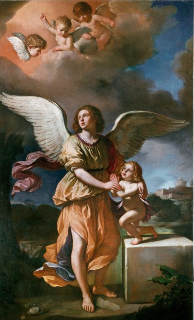 Az őrangyal (olaj, vászon alkotó: Guercino