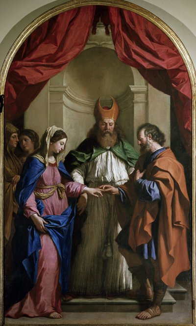 A Szűz házassága (olaj, vászon alkotó: Guercino