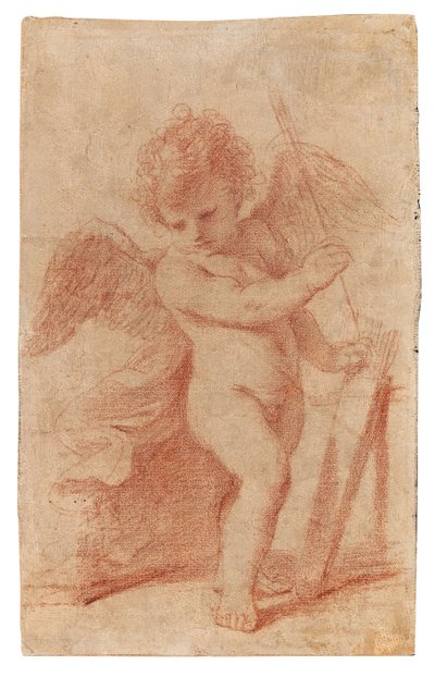 Ámor egy nyilat tesz a tegezébe. alkotó: Guercino