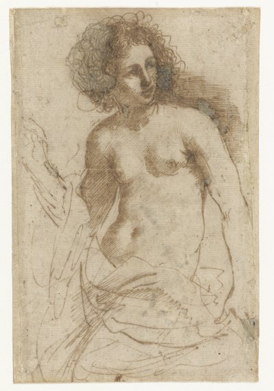 Félmeztelen álló nő alkotó: Guercino