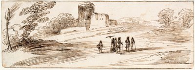 Táj várral és alakokkal alkotó: Guercino