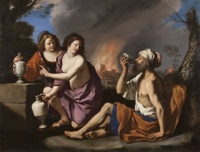 Lót és lányai alkotó: Guercino
