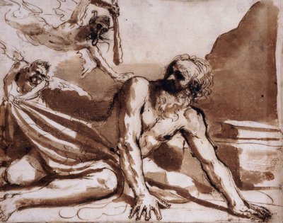 Szent Antal, akit megvertek az ördögök, alkotó: Guercino