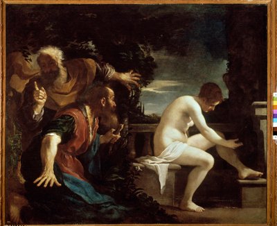 Suzanne és a vének Giovan Francesco Barbieri festménye dit il Guercino alkotó: Guercino