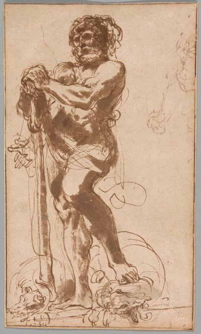 A diadalmas Herkules a legyőzött hidrával alkotó: Guercino