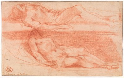 Két tanulmány egy fekvő félmeztelen férfiról alkotó: Guercino
