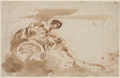 Vénusz és Ámor egy szekéren alkotó: Guercino