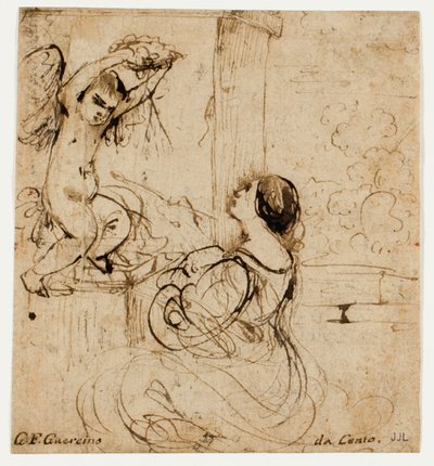 Nő Puttóval alkotó: Guercino