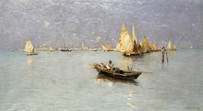 Vitorlás hajók a velencei lagúnában alkotó: Guglielmo Ciardi