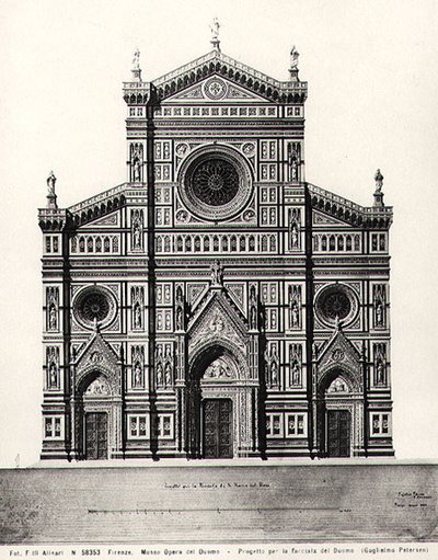 Tervezés a firenzei Santa Maria del Fiore vagy Dóm homlokzatához alkotó: Guglielmo Petersen