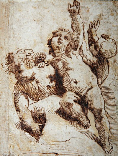 Kerubok, 1620 körül (ceruza papíron) alkotó: Guido (attr. to) Reni