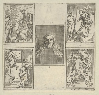 Öt számozott jelenet, mindegyik az Accademia Degli Incamminati egyik festőjéről, az IL FUME...-ból, 1603. alkotó: Guido Reni