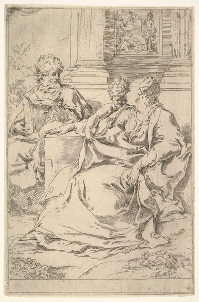 A Szent Család Szentírási jelenettel a háttérben. alkotó: Guido Reni
