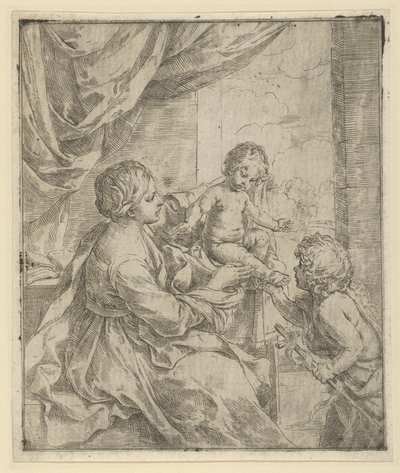 A Szűz és a Gyermek egy asztalnál a fiatal Keresztelő Jánossal, kb. 1600-1640. alkotó: Guido Reni
