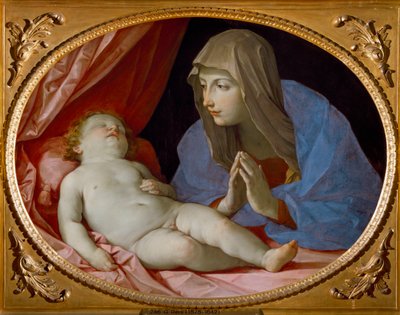Szűz és alvó gyermek (festmény alkotó: Guido Reni