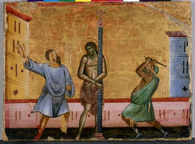 Krisztus korbácsolása (tempera fán) alkotó: Guido da Siena