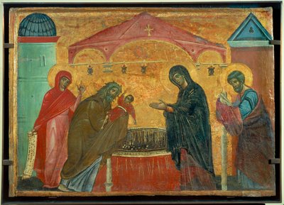 A bemutató a templomban alkotó: Guido da Siena