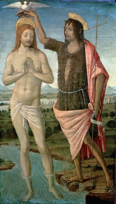 Krisztus megkeresztelkedése, 1486 (tempera, tábla) alkotó: Guidoccio di Giovanno Cozzarelli