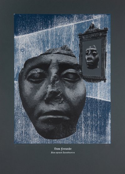 A barátságról, Így szólt Zarathustra, 2024 (fametszet és szitanyomat) alkotó: Guilherme Pontes