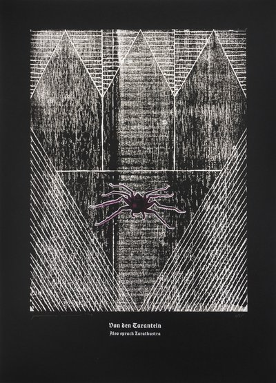 A Tarantula, Így szólt Zarathustra, 2024 (fametszet és szitanyomat) alkotó: Guilherme Pontes