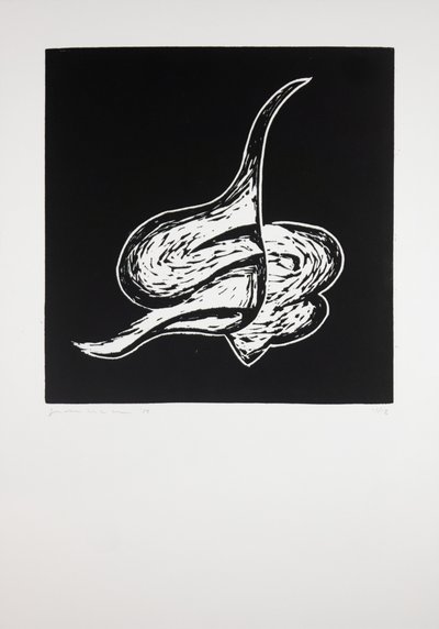 Fekvő, 2019 (linómetszet) alkotó: Guilherme Pontes