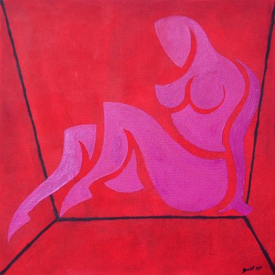 Tanulmány a Figure in Cubic Space című képhez, 2015 (olaj, vászon) alkotó: Guilherme Pontes
