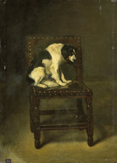 Egy kutya a széken alkotó: Guillaume Anne van der Brugghen