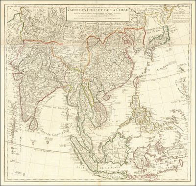 1705 térkép - India és Kína térképe alkotó: Guillaume Delisle