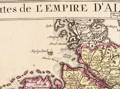 Helgoland részlete a Német Birodalom térképéről, 1730 alkotó: Guillaume Delisle