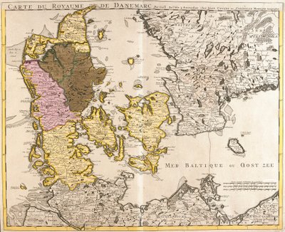 A Dán Királyság térképe (rézkarc alkotó: Guillaume Delisle