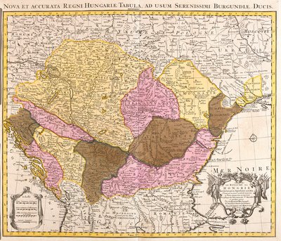 A Magyar Királyság térképe (rézkarc alkotó: Guillaume Delisle